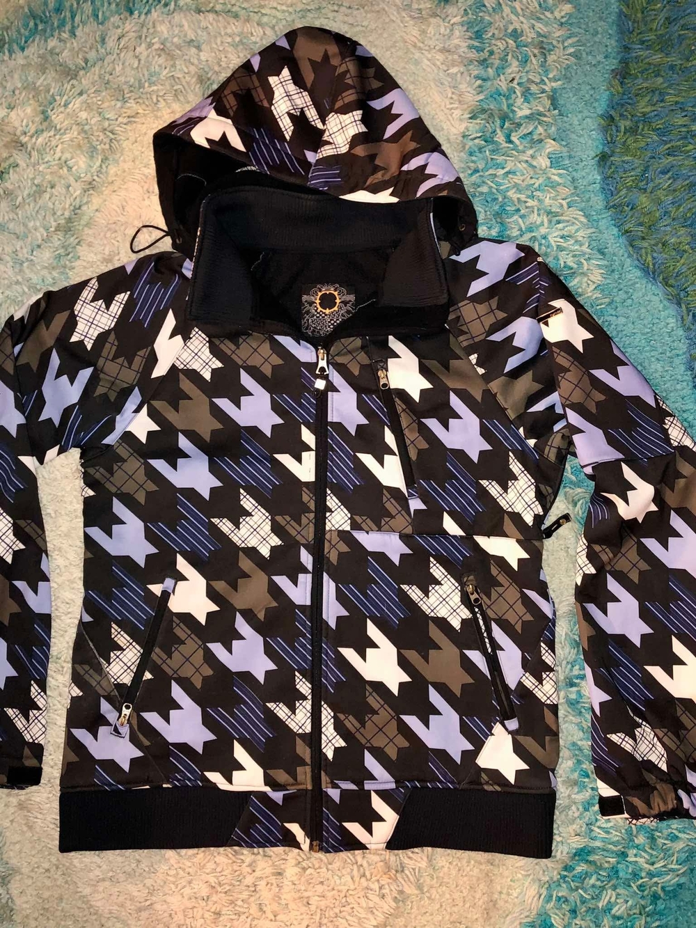 Empyre Black and Blue Houndstooth Heavyweight Ski/Snowboard Jacket